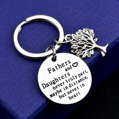 Fathers/Mothers and Daughter Lettering Small Gift Stainless Steel Life Tree pendant Keychain
