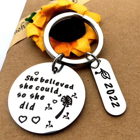 2022 She Believed She Could Lettering Stainless Steel Keychains Graduate Gift's discount tags