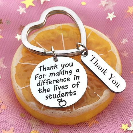 LLavero de anillo de forma de corazón con letras en inglés de acero inoxidable pequeño regalo del día del maestro's discount tags
