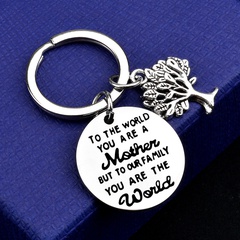 You Are The World Lettering Gift Stainless Steel Tree Pendant Keychains
