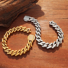 Fashion Gold-Plated Titanium Steel Zircon Inlaid Cuban Chain bracelet