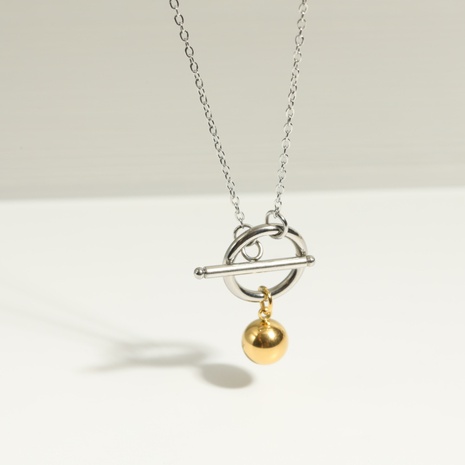 Fashion Simple Geometric OT Buckle Bell Pendant Stainless Steel Necklace's discount tags