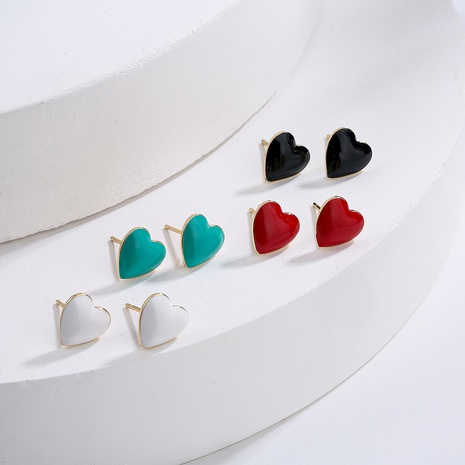 Fashion Simple Dripping Oil Solid Color Heart Geometric Copper Ear Studs Earrings's discount tags