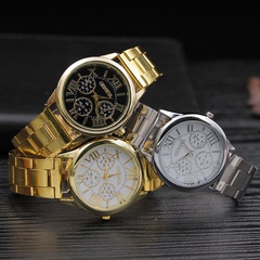 Casual Fashion Steel strap Roman Scale Large Dial Quartz Watch
