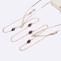 Fashion Simple Glasses Chain Water Drop Colorful Crystal  Glasses Chain