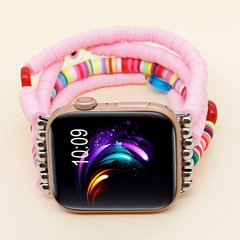 Fashion Applewatch42/44 Pink Bohemian Polymer Clay Colored Glaze Eye Watch Band
