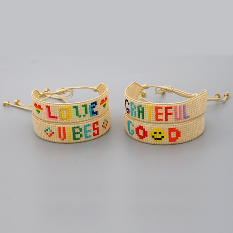 Fashion Bohemian Miyuki Beaded Handmade Smiley Face Multi-Color Bracelet's discount tags