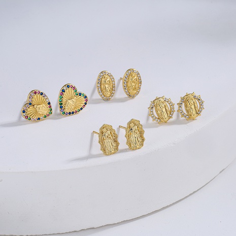 Mode Reales Gold Überzogen Micro Intarsien Zirkon Reines Geometrische Kupfer Ohr Stud Ohrringe's discount tags