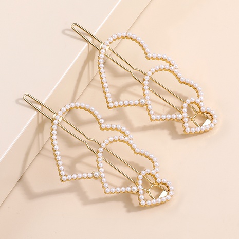 2022 nueva moda elegante perla incrustada en forma de corazón Bang Side horquilla's discount tags