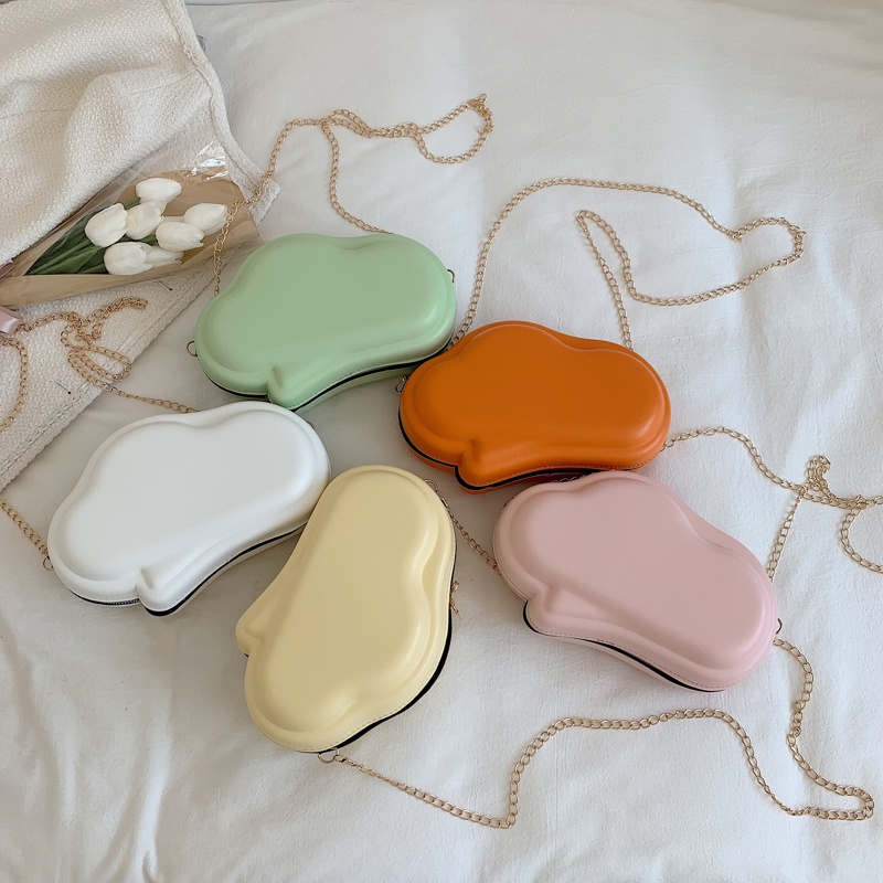 Female OneShoulder Messenger Solid Color Simple Box Bag