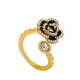 Koreanischen Stil Retro Schwarz Camellia Offenen Ring frauen Mode Diamant Rose Ohrringepicture11