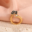 Koreanischen Stil Retro Schwarz Camellia Offenen Ring frauen Mode Diamant Rose Ohrringepicture8