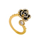 Koreanischen Stil Retro Schwarz Camellia Offenen Ring frauen Mode Diamant Rose Ohrringepicture9