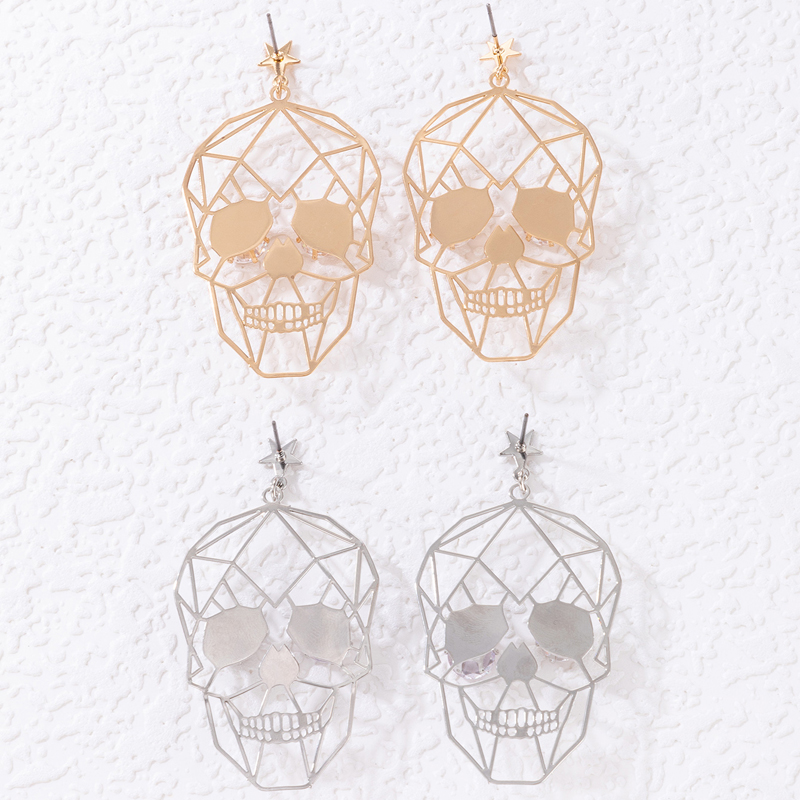 Punk style Alloy Halloween Ghost Skull inlaid Diamond Creative Earringspicture4