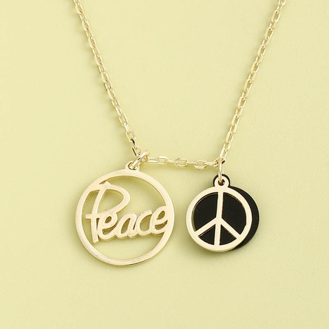 Fashion Letter Peace Round Shaped Pendant S925 Silver Necklace's discount tags