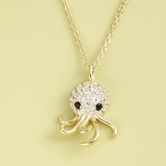 Fashion Octopus Pendant Inlay Rhinestone S925 Silver Necklace