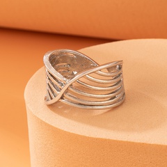 Fashion Simple Hollow Multi-layer Geometric Shape Single Alloy Ring