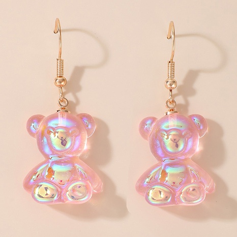 Fashion Creative Cute Cartoon Pink transparent Bear pendant Earrings's discount tags