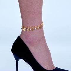 simple fashion golden adjustable electroplated pendant pearl Copper  Anklet