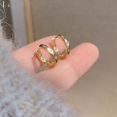 Moda Simple Metal Zircon anillo redondo oreja Clips mujeres