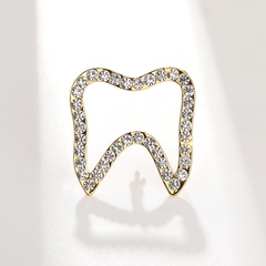 2022 New Fashion Creative Hollow Tooth Shape Rhinestone Inlaid Alloy Brooch