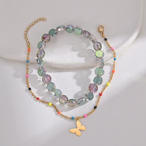 Mode Schmetterling Tropfen Weiblichen Einfache Micro Glas Perle Armband Großhandel's discount tags