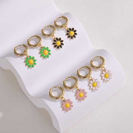 2022 New Fashion Drop Oil Colored Flowers Women Stainless Steel Earrings's discount tags