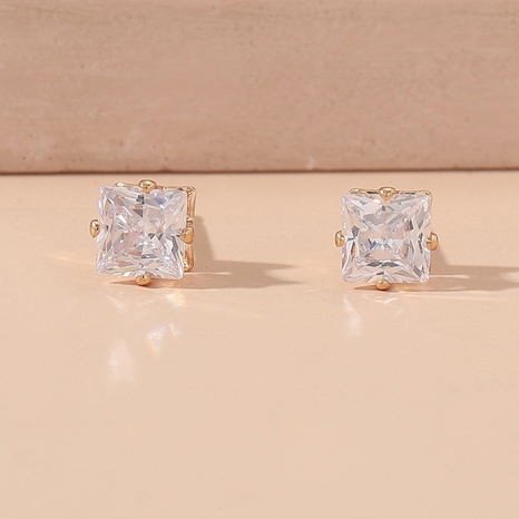 Fashion Elegant Square Crystal Inlaid Alloy Stud Earrings Ornament's discount tags