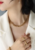Ushaped horseshoe buckle necklace female earrings titanium steel 18k gold jewelrypicture18
