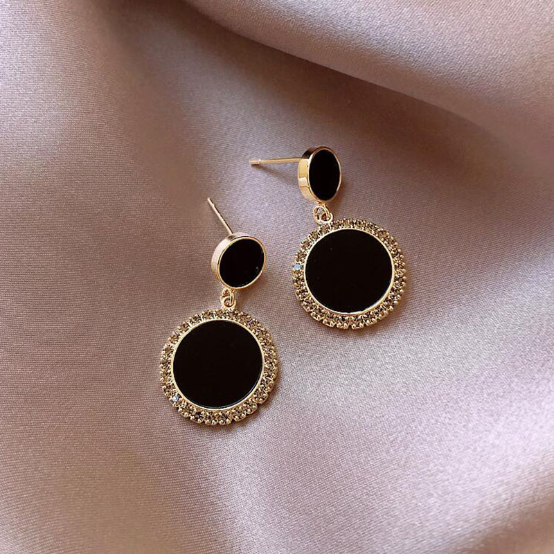 Fashion Simple Black Circle Geometric Womens  Alloy Earringspicture3