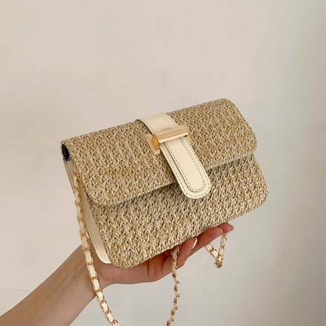 New Fashion Simple Woven Women's Chain Shoulder Messenger Straw Bag's discount tags