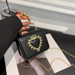 2022 New Solid Color Fashion Heart-Shape Lock Mini Shoulder Crossbody Small Square Bag
