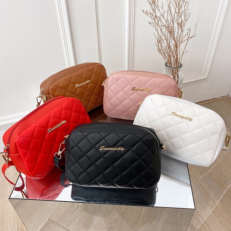 Fashion Embroidered Small Solid Color Square Messenger Bag Female's discount tags