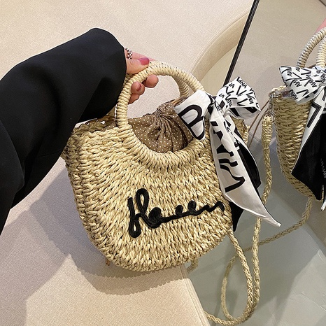 Fashion Simple Summer Large Capacity Female Retro Woven Handheld Straw Bag's discount tags
