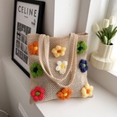 Fashion Sweet Straw Woven Flower New Shoulder Large Capacity Woven Underarm Bagpicture10