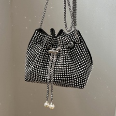 Small Bag Women New Summer Light Diamond Drawstring Bucket Chain Messenger Bag