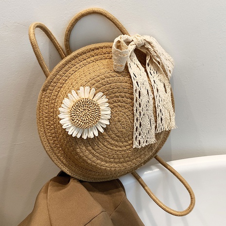 Women's Fashion Summer New Straw Bag Weaving Small Crossbody Round Bag's discount tags