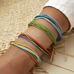 Ethnic Style Color Braid Rope Adjustable Bracelet 4 pieces set
