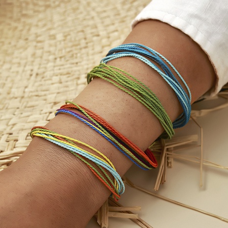 Ethnic Style Color Braid Rope Adjustable Bracelet 4 pieces set's discount tags