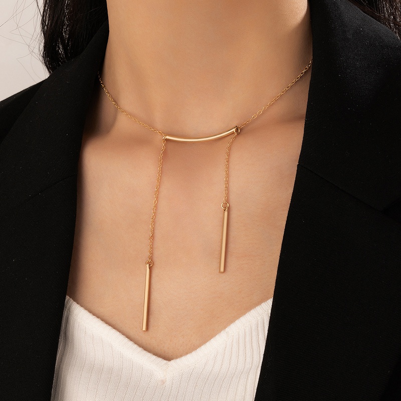 Fashion Jewelry Stick Pendant SingleLayer Geometric Alloy Necklace
