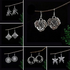 Tibet Nepal Minority Ornament Classical Vintage Silver Plated Eardrops