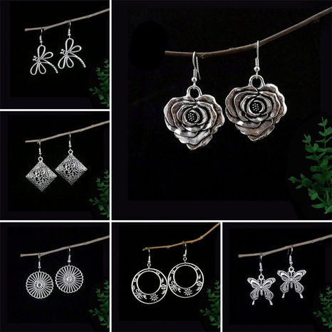 Tibet Nepal Minority Ornament Classical Vintage Silver Plated Eardrops's discount tags