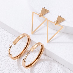 Einfache stil Geometrische Dreieck Hohl kreis Ohrringe Zwei-Stück Set