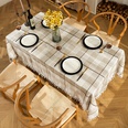nappe caf rectangulaire gris blanc ligne noire treillis avec pompon serviette de table chiffonpicture32