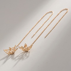 Fashion Simple Long Hollow Crane Drop Copper Earrings