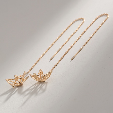 Fashion Simple Long Hollow Crane Drop Copper Earrings's discount tags