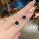 Neue Mode Einfache Kristall Intarsien Blau frauen Legierung Ohrringepicture6
