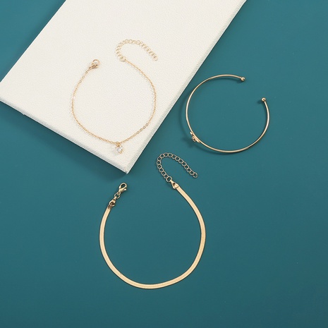 New Fashion Multi-Layer Wings Heart Zircon Copper Bracelet Three-Piece Set's discount tags