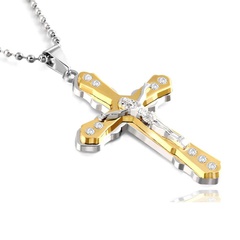 New Fashion Cross Pendant Double-Layer Alloy Necklace
