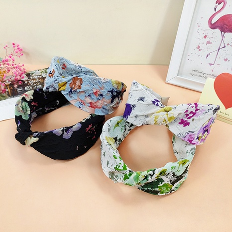 Bohemian Style flower Printed Wide Fabric Twisted Knotted Headband's discount tags